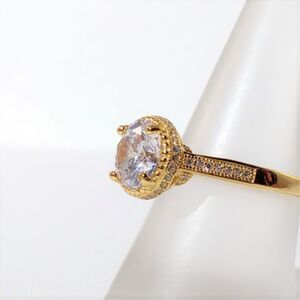 Simulated Diamond 14K YG over Sterling Silver Ring Size 6